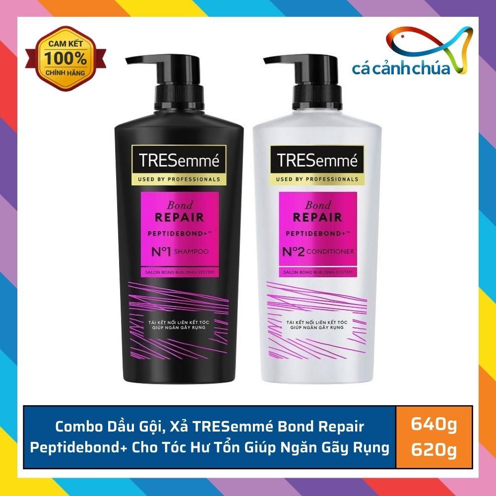 Combo Dầu Gội, Dầu Xả TRESemmé Bond Repair Peptidebond+ Cho Tóc Hư Tổn Giúp Ngăn Gãy Rụng 640g, 620g